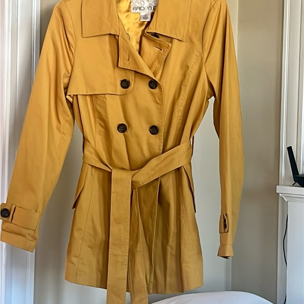 Arden B Yellow Double-Breasted Trench Coat